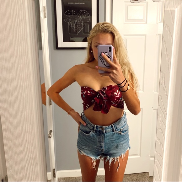 Y2K purple scarf tie top - Picture 2 of 4